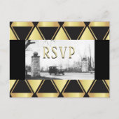 RSVP Roaring Twenties Art Deco Uitnodiging Briefkaart (Voorkant)
