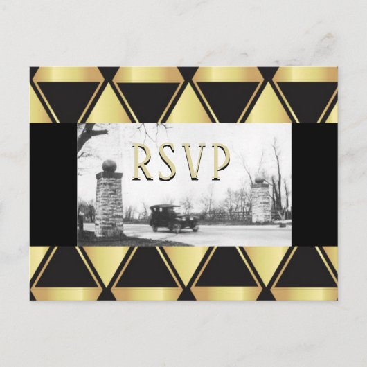RSVP Roaring Twenties Art Deco Uitnodiging Briefkaart (Voorkant)