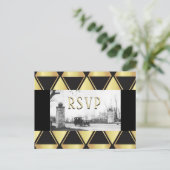 RSVP Roaring Twenties Art Deco Uitnodiging Briefkaart (Staand voorkant)