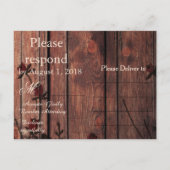 RSVP Rode Bloemen Faux Kant en Hout Uitnodiging Briefkaart (Achterkant)