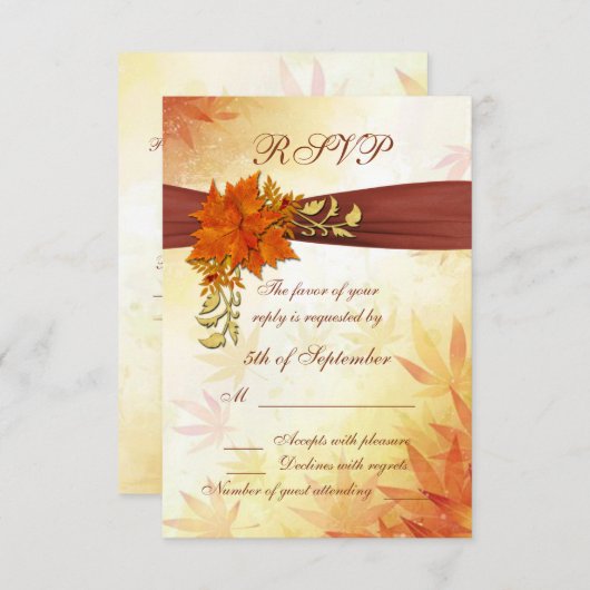 RSVP rode en gouden herfstbladeren (Voorkant / Achterkant)