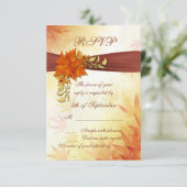 RSVP rode en gouden herfstbladeren Kaartje (Staand voorkant)