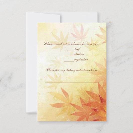 RSVP rode en gouden herfstbladeren Kaartje (Achterkant)