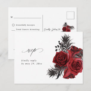 RSVP: Rode Floral en zwart, geen meel Briefkaart