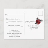 RSVP: Rode Floral en zwart, geen meel Briefkaart (Achterkant)