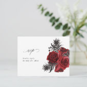 RSVP: Rode Floral en zwart, geen meel Briefkaart (Staand voorkant)