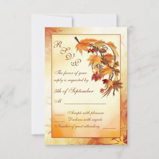 RSVP rode, gouden, bruine bladeren in de herfst (Voorkant)