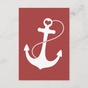 RSVP Rode harten Anchor Nautical Wedding RSVP Kaartje