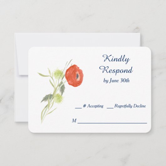 RSVP Rode Ranuculus Flower Wedding (Voorkant)