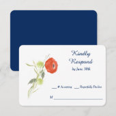 RSVP Rode Ranuculus Flower Wedding Kaartje (Voorkant / Achterkant)