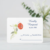 RSVP Rode Ranuculus Flower Wedding Kaartje (Staand voorkant)