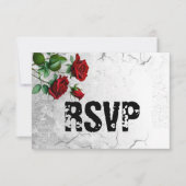RSVP Rode Roos & Grunge Textuur Trouwkaart (Voorkant)