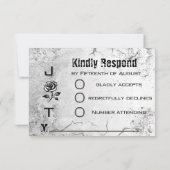 RSVP Rode Roos & Grunge Textuur Trouwkaart (Achterkant)