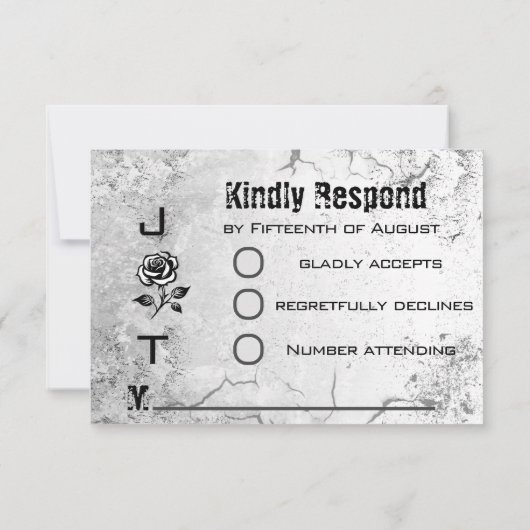 RSVP Rode Roos & Grunge Textuur Trouwkaart Kaartje (Achterkant)