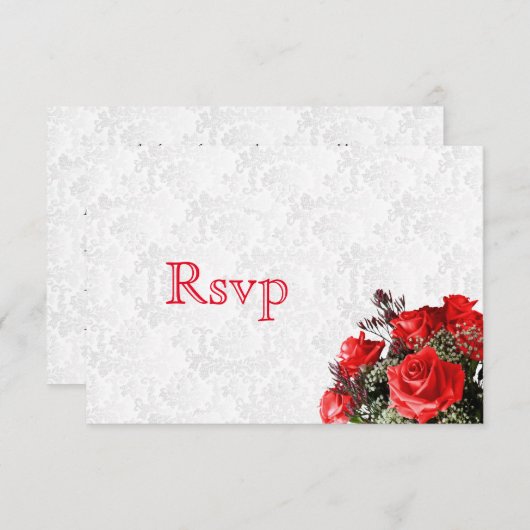 RSVP Rode Rose Bloemen Bruiloft (Voorkant / Achterkant)