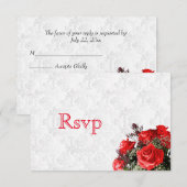 RSVP Rode Rose Bloemen Bruiloft Kaartje (Voorkant / Achterkant)