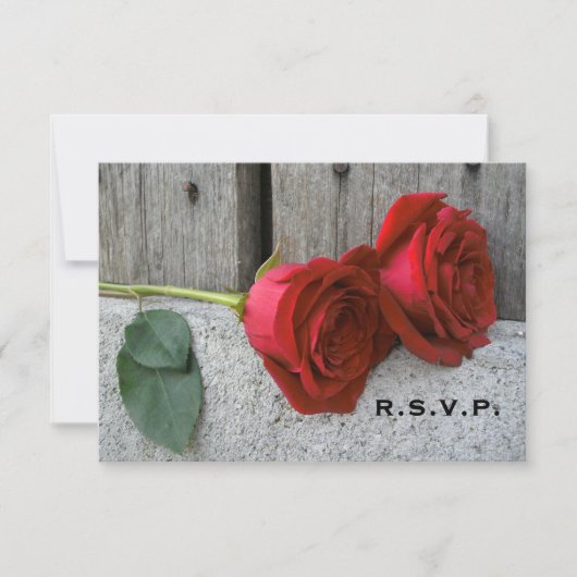 RSVP rode rozen & Barn Wood Weddenschap (Voorkant)