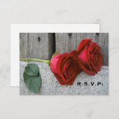 RSVP rode rozen & Barn Wood Weddenschap (Voorkant / Achterkant)