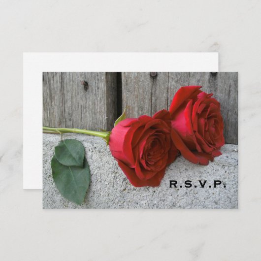 RSVP rode rozen & Barn Wood Weddenschap (Voorkant / Achterkant)