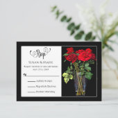 RSVP, Rode Rozen Collectie/Zwart/Rood, Horizontaal RSVP Kaartje (Staand voorkant)