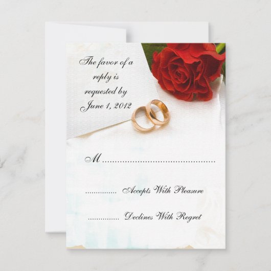 RSVP rode rozen trouwkaarten Kaartje (Voorkant)