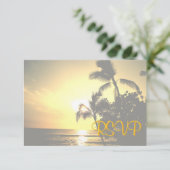 RSVP Romantic Beach Wedding Celebration Invite Kaartje (Staand voorkant)