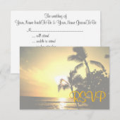 RSVP Romantic Beach Wedding Celebration Invite Kaartje (Voorkant / Achterkant)