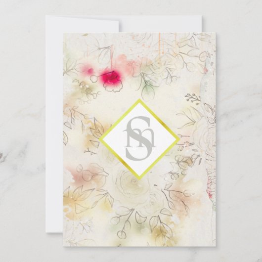 *~ RSVP Romantieke Vintage AR26 QR Bloemige Trouwd Kaart (Voorkant)