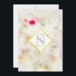 *~ RSVP Romantieke Vintage AR26 QR Bloemige Trouwd Kaart<br><div class="desc">* Energetisch Verbeterde Trouw Uitnodiging.  RSVP   QR-code.  Monogram binnen een diamantvormig kader omrand met namaak Goud Folie.</div>