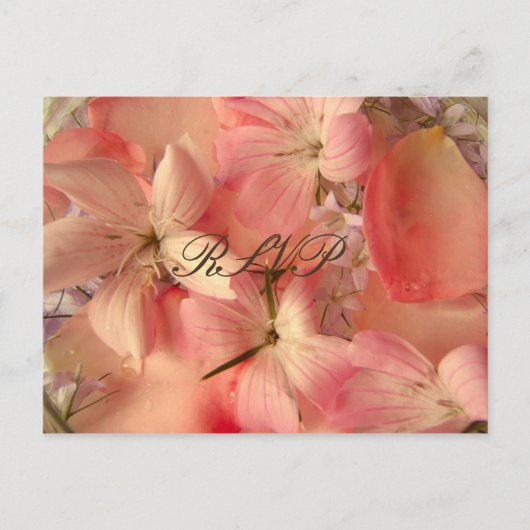 RSVP, romantische roze bloemen Uitnodiging Briefkaart (Voorkant)