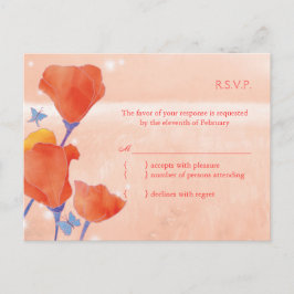 RSVP Rood- en Coral Poppy Wedding Uitnodiging Briefkaart