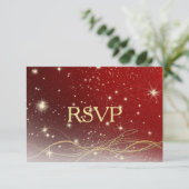 RSVP Rood en gouden kerstbruiloft (Staand voorkant)