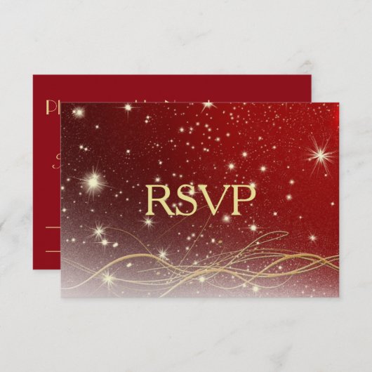 RSVP Rood en gouden kerstbruiloft (Voorkant / Achterkant)