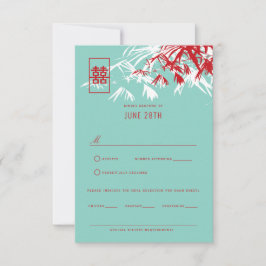 RSVP Rood en Turquoise Bamboo laat Chinees huwelij