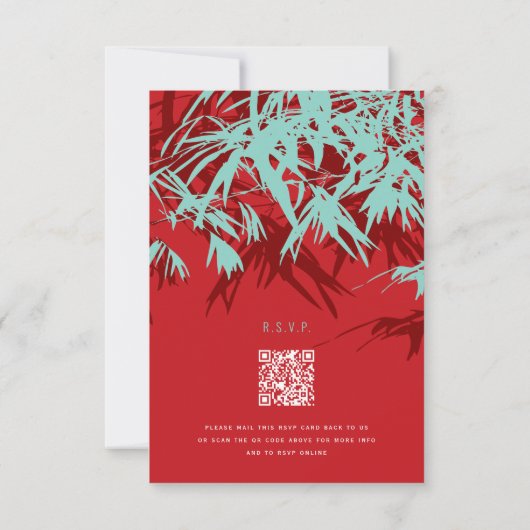 RSVP Rood en Turquoise Bamboo laat Chinees huwelij (Achterkant)