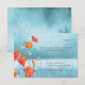 RSVP Rood en Turquoise Poppy Floral Wedding RSVP (Voorkant / Achterkant)