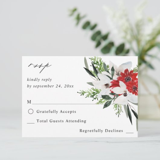 RSVP: Rood- en wittekerstflesjes geen maaltijden RSVP Kaartje (Staand voorkant)