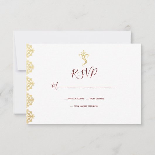 RSVP Rood & Gold Ganesha en Mehndi Indian RSVP (Voorkant)