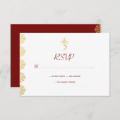 RSVP Rood & Gold Ganesha en Mehndi Indian RSVP (Voorkant / Achterkant)