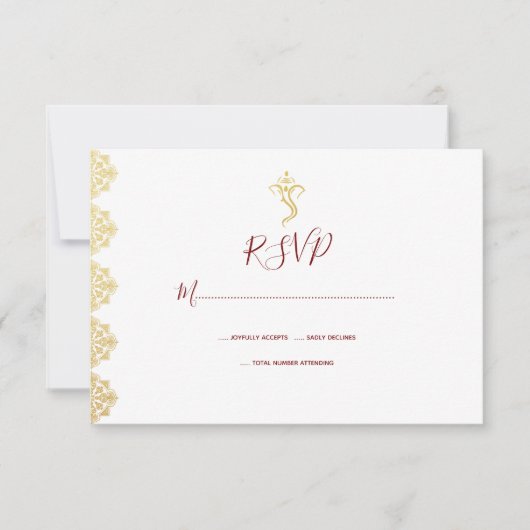 RSVP Rood & Gold Ganesha en Mehndi Indian RSVP (Voorkant)