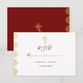 RSVP Rood & Gold Ganesha en Mehndi Indian RSVP (Voorkant / Achterkant)