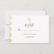 RSVP Rood & Gold Ganesha en Mehndi Indian RSVP
