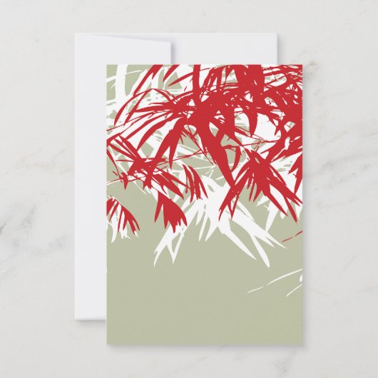 RSVP Rood & Moss Grey Bamboo laat Chinees huwelijk Kaart (Achterkant)