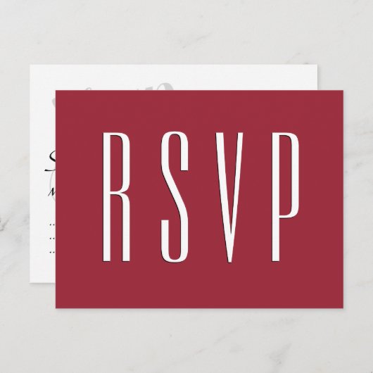 RSVP Rood of ELKE KLEUR Trouwreactie Uitnodiging Briefkaart (Voorkant / Achterkant)