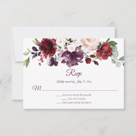 RSVP Rood Paars White Green Floral Paars RSVP (Voorkant)