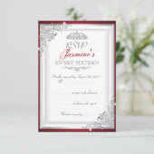 RSVP Rood Zilver Damask Tiara Sweet 16 (Staand voorkant)