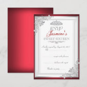 RSVP Rood Zilver Damask Tiara Sweet 16 (Voorkant / Achterkant)