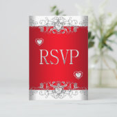 RSVP rood zilver wit diamanten harten (Staand voorkant)