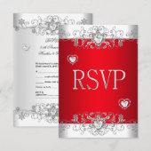 RSVP rood zilver wit diamanten harten (Voorkant / Achterkant)