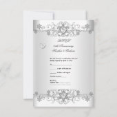 RSVP rood Zilver Witte Diamant Harten Kaartje (Achterkant)